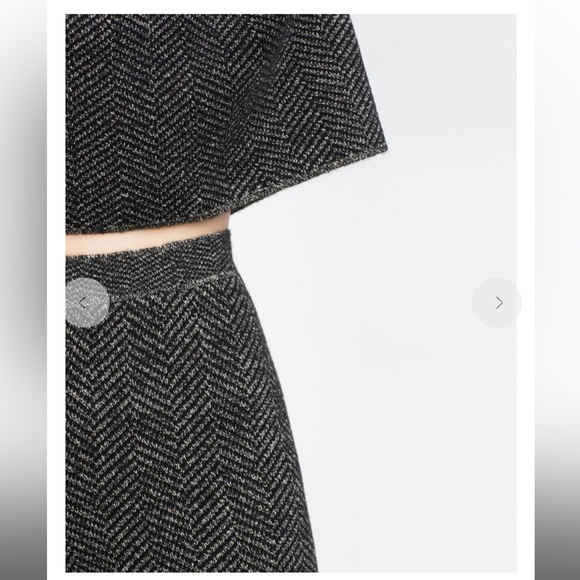 Zara Wide Leg Herringbone Trousers S - Picture 5 of 9